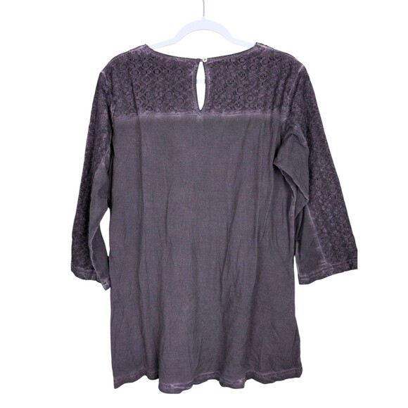 Parsley & Sage Top XL Purple Lace Stretch Cotton Rayon 3/4 Sleeve Button Boho - Picture 4 of 10